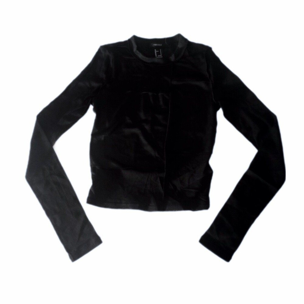 NWT Forever 21 Sheer Black Cropped Top sz S Junior Womens